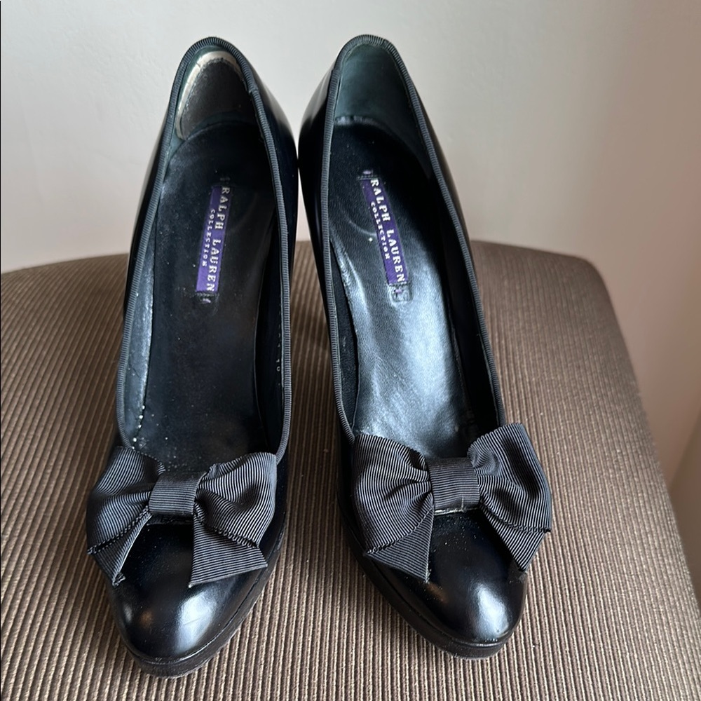 Ralph Lauren Black Bow Pumps